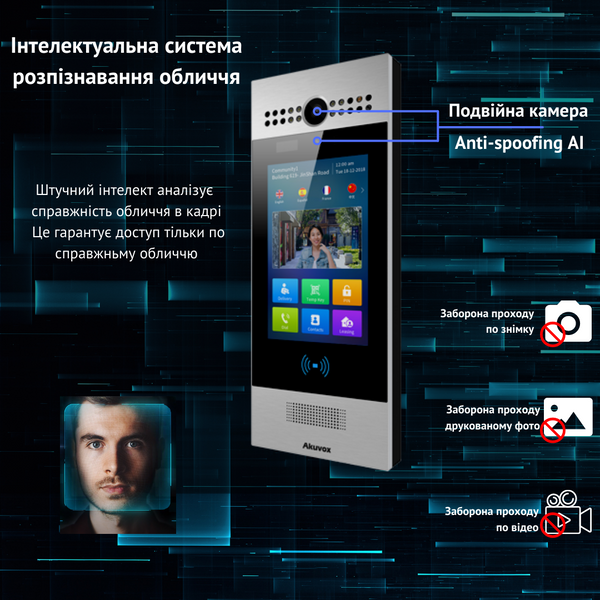 R29C Black - Багатоабонентна панель виклику на Android (розпізнавання обличчя, Bluetooth) 00-00001054 фото
