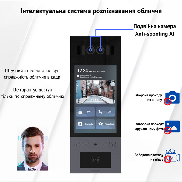X915S - Багатоабонентна панель виклику на Android (розпізнавання обличчя, Bluetooth) 00-00000470 фото